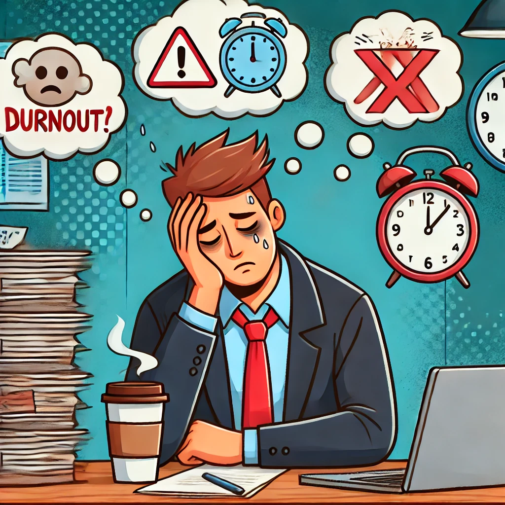 Persona agotada por sobre trabajo en la oficina